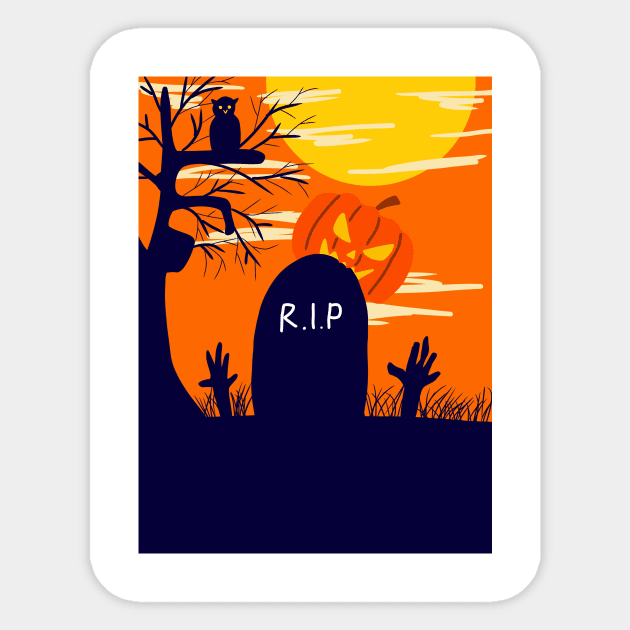 Graveyard Halloween Sticker by BarnawiMT